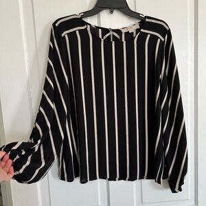 LOFT black stripe blouse top